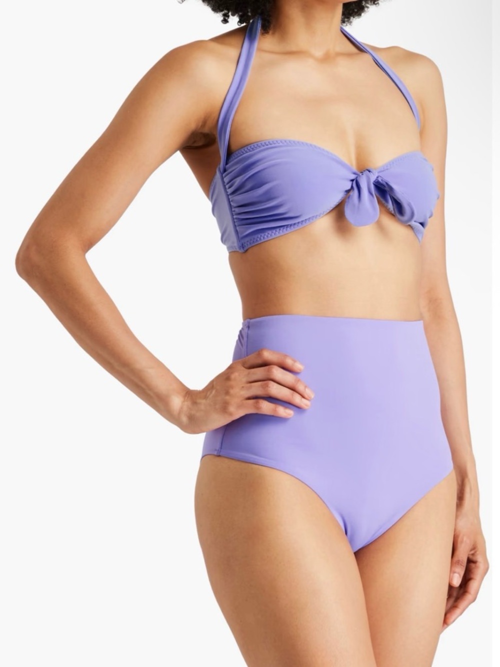 Norma Kamali Ty Tie front bra bikini swim suit top Lilac purple NEW NWT Sz small